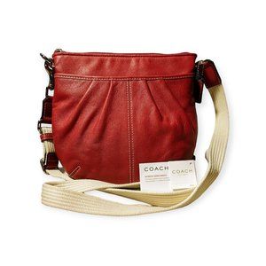 SOLD NWT Red Leather Pleated Swingpack Crossbody Bag 42833 🎉